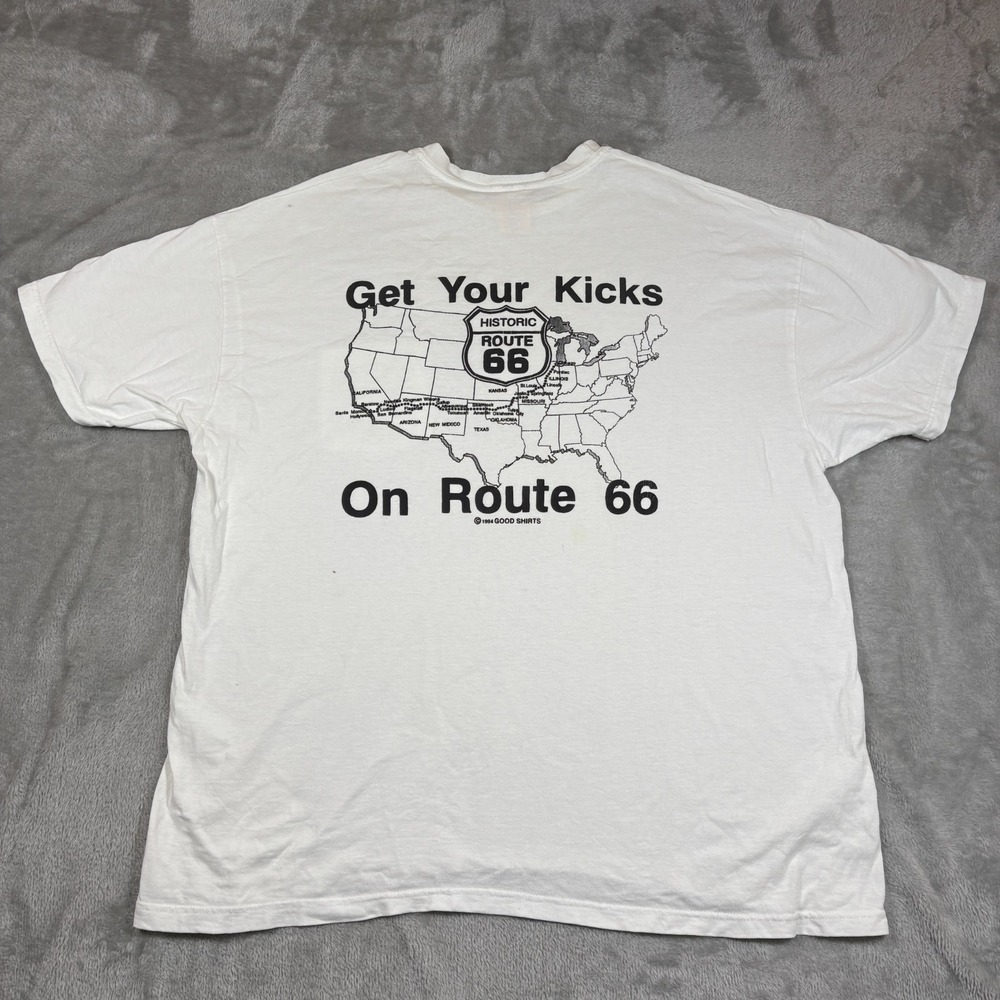 Vintage Route 66 Shirt Men Large White Get Your Kicks On Made In USA America 90s